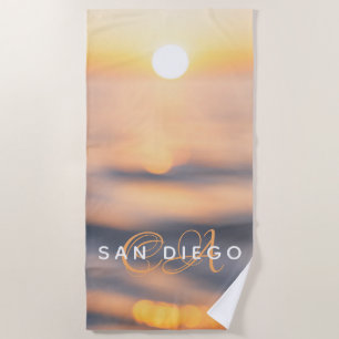 San Diego Golden Ocean Sunset Custom Strandlaken