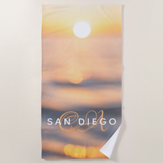 San Diego Golden Ocean Sunset Custom Strandlaken (Voorkant)
