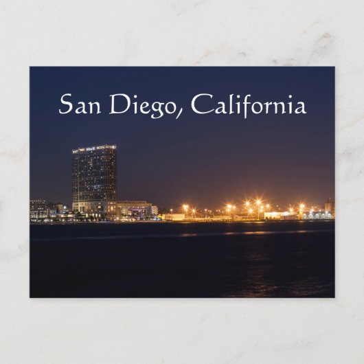 San Diego Harbour 's nachts Briefkaart (Voorkant)