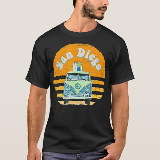  San Diego Hippie Van Beach Surfer T-shirt (Voorkant)