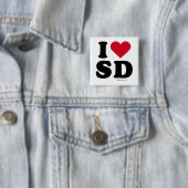 SAN DIEGO - "I LOVE SD" "I LIVE SAN DIEGO" VIERKANTE BUTTON 5,1 CM (In situ)