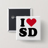 SAN DIEGO - "I LOVE SD" "I LIVE SAN DIEGO" VIERKANTE BUTTON 5,1 CM (Voorkant /achterkant)
