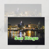 San Diego in Night Briefkaart (Voorkant / Achterkant)