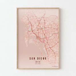 San Diego Koralenkaart Print Poster Muurkunst Cade