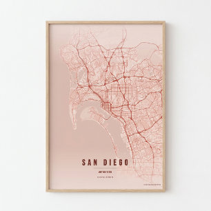 San Diego Koralenkaart Print Poster Muurkunst Cade