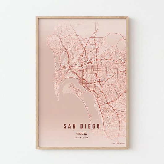 San Diego Koralenkaart Print Poster Muurkunst Cade