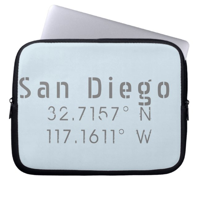 San Diego Latitude Longitude Laptop Sleeve (Voorkant)