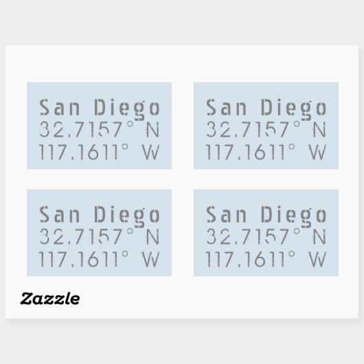 San Diego Latitude Longitude Rechthoekige Sticker (Vel)