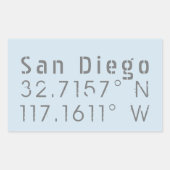 San Diego Latitude Longitude Rechthoekige Sticker (Voorkant)