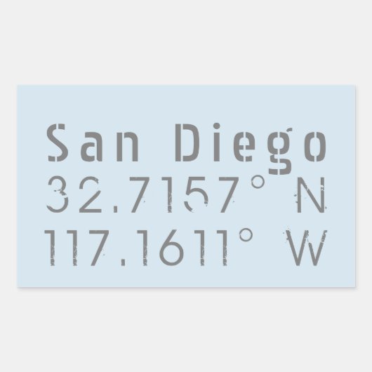 San Diego Latitude Longitude Rechthoekige Sticker (Voorkant)