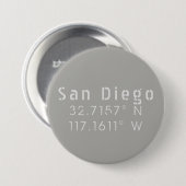 San Diego Latitude Longitude Ronde Button 7,6 Cm (Voorkant /achterkant)