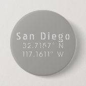 San Diego Latitude Longitude Ronde Button 7,6 Cm (Voorkant)