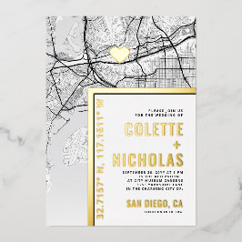 San Diego Love Locator | Stad thema bruiloft Folie Uitnodiging