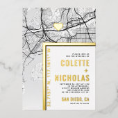 San Diego Love Locator | Stad thema bruiloft Folie Uitnodiging (Voorkant)