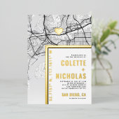 San Diego Love Locator | Stad thema bruiloft Folie Uitnodiging (Staand Voorkant)