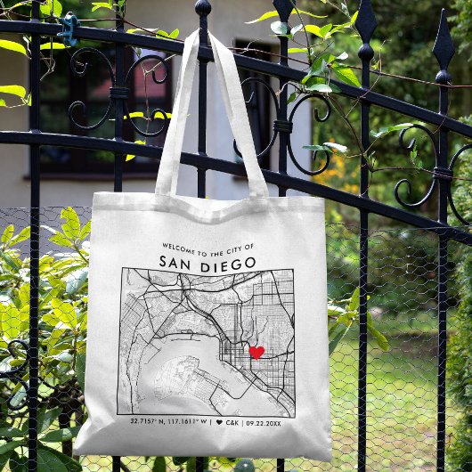 San Diego Love Locator | Stadsplattegrond Bruiloft Tote Bag
