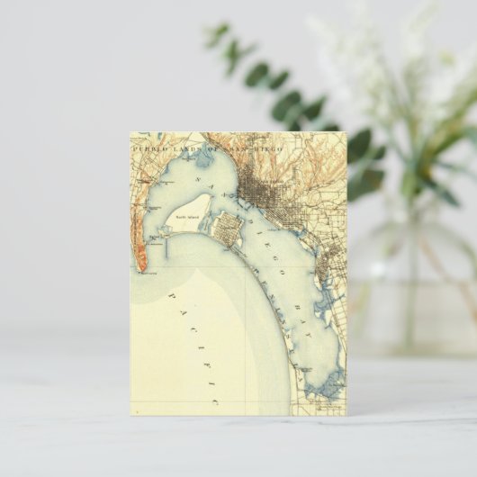 San Diego  Map Briefkaart (Staand voorkant)