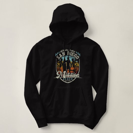 San Diego Mission Beach Surfing Retro  CALI Hoodie (Design voorkant)