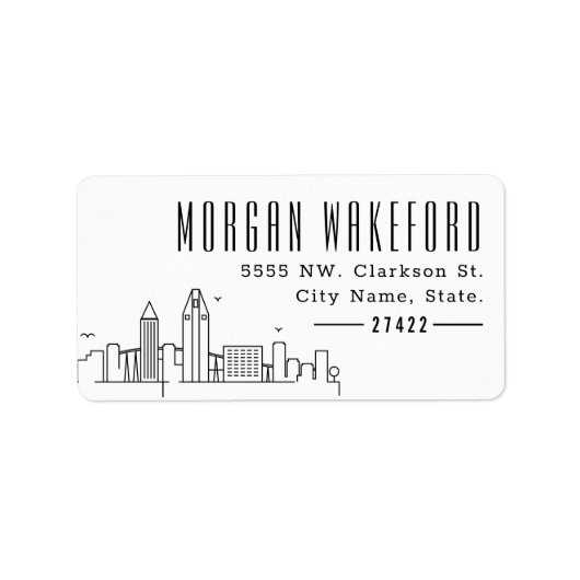 San Diego Modern Deco Skyline Groot Etiket (Voorkant)