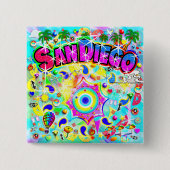 San Diego Mystic Dance Vierkante Button 5,1 Cm (Voorkant)