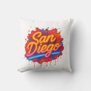 San Diego Neon Street Art – Kleurrijk Retro Script Kussen