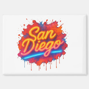 San Diego Neon Street Art – Kleurrijk Retro Script Magneet
