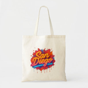 San Diego Neon Street Art – Kleurrijk Retro Script Tote Bag
