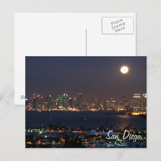 San Diego night skyline Briefkaart (Voorkant / Achterkant)