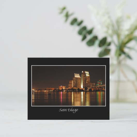 San Diego Night Skyline Briefkaart (Staand voorkant)