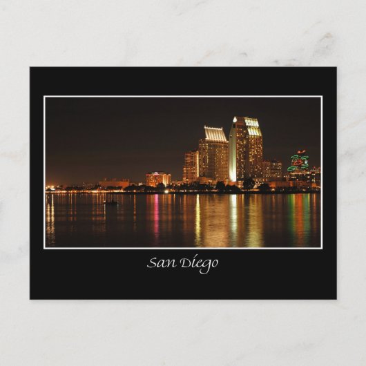 San Diego Night Skyline Briefkaart (Voorkant)