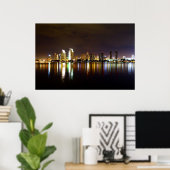 San Diego Night Skyline Poster (Thuiskantoor)