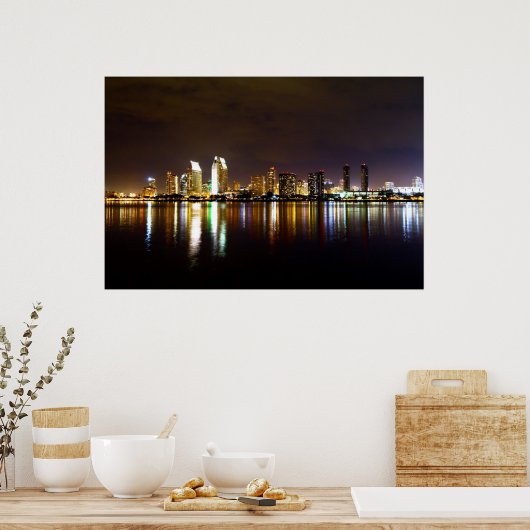 San Diego Night Skyline Poster (Keuken)