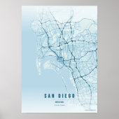 San Diego Oceaan Kaart Print Poster Muurkunst Cade (Voorkant)