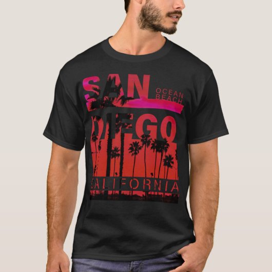 San Diego Ocean Beach oceanische surfen T-shirt (Voorkant)