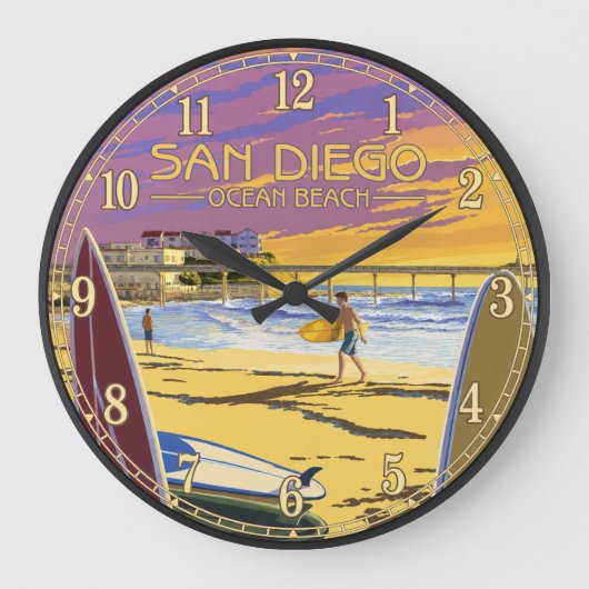 San Diego Ocean Beach Sunset Surf  Grote Klok (Voorkant)