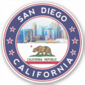 San Diego-ontwerp met vlag van Californië Sticker (Voorkant)
