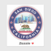 San Diego-ontwerp met vlag van Californië Sticker (Vel)