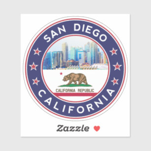 San Diego-ontwerp met vlag van Californië Sticker