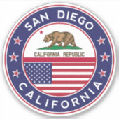 San Diego-ontwerp met vlag van Californië Sticker (Voorkant)