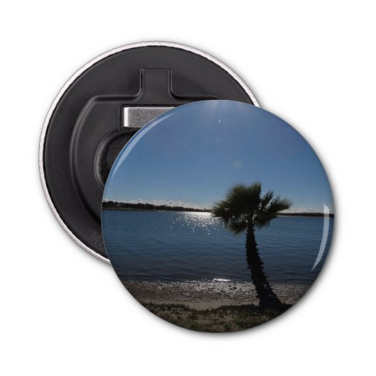 San Diego Palm Tree Badge flesopener Button Flesopener (Voorkant)