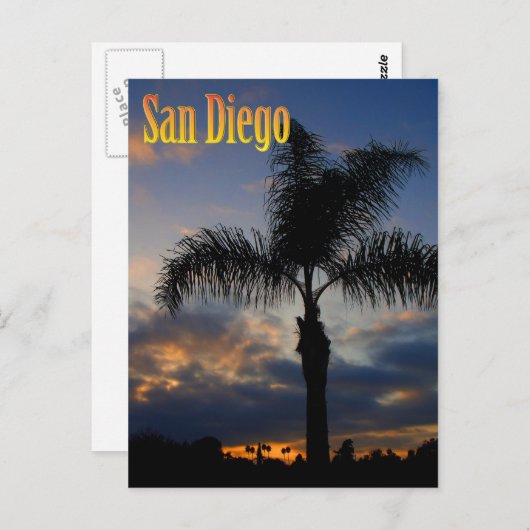 San Diego Palm Tree Sunset Postcard Briefkaart (Voorkant / Achterkant)