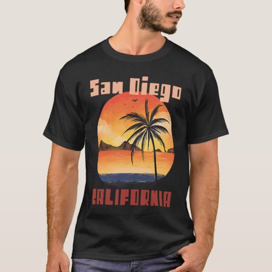 San Diego Palm trees California Vacation Beach Oce T-shirt (Voorkant)