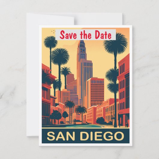 San Diego Palms Gele Trouw Uitnodiging (Voorkant)