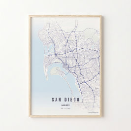 San Diego Pastel Kaart Print Poster Muurkunst Cade