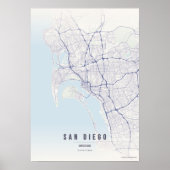 San Diego Pastel Kaart Print Poster Muurkunst Cade (Voorkant)