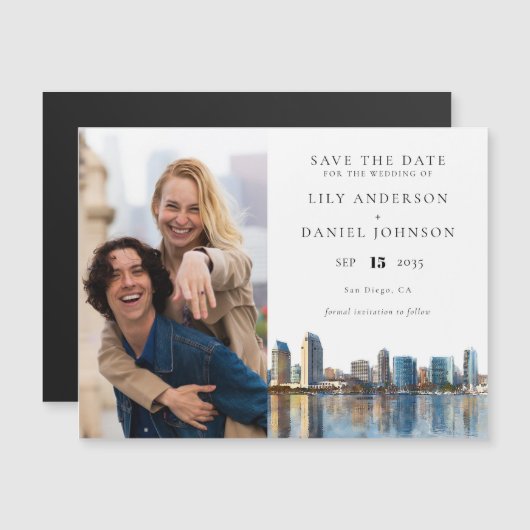 San Diego Photo Wedding Save The Date Magnetische Uitnodiging (Voorkant / Achterkant)