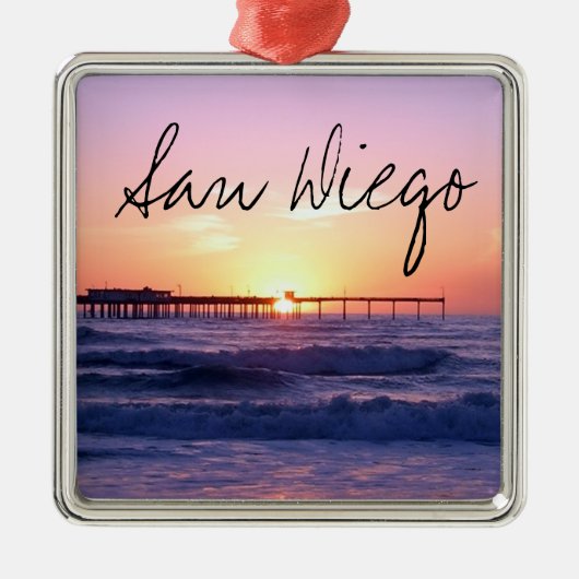 San Diego Pier op Sunset Metalen Ornament (Voorkant)