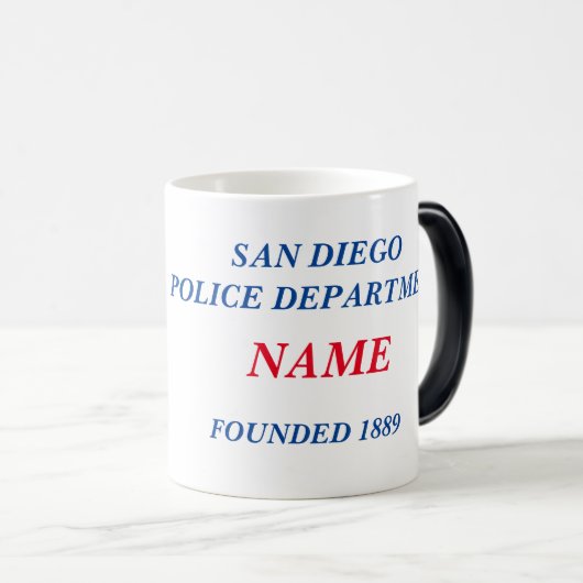 San Diego Police Morphing Mok, 11 oz Magische Mok (Voorkant rechts)