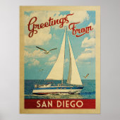 San Diego Poster Sailboat  Californië (Voorkant)