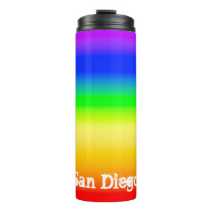 San Diego Pride LGBT Rainbow Ombre Stripes Thermosbeker